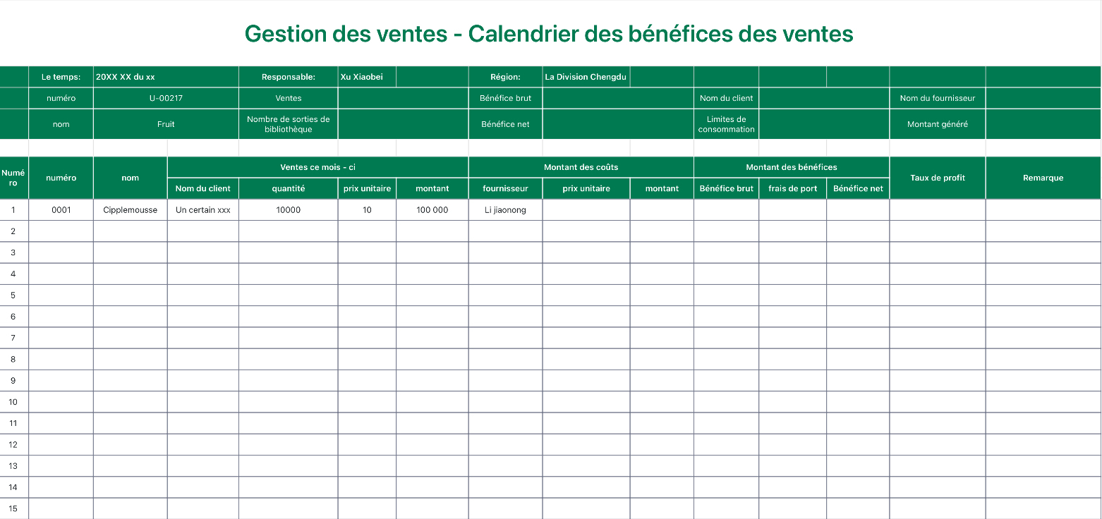 Gestion des ventes
